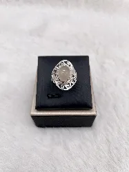 bague large ornée d'une pierre de lune argent autre 4,27g