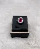 bague marguerite en d'oxydes rouge et blancs argent 925 millième (22 ct) 4,66g