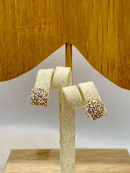 boucle d’oreilles pl-or soleil pavé des oxydes blancs