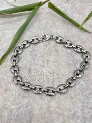 bracelet maille grain de café en acier t0,8*20cm