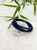 beacelet en cuir bleu marine, lapis lazuli et onyx mat 5mm l21cm