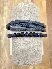 beacelet en cuir bleu marine, lapis lazuli et onyx mat 5mm l21cm