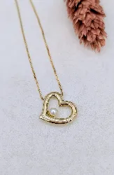 collier pendentif coeur orné d'une perle de culture or 750 millième (18 ct) 1,97g