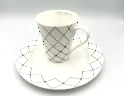 tasse avec coupelle daniel swarovski blanches ornées de cristaux swarovski