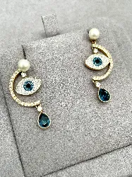 boucle d'oreilles swarovski  oeil et perle