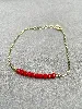 bracelet orné de pierre rouge en argent vermeil argent 925 millième (22 ct) 1,70g