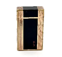 briquet dupont laqué de chine noir et plaqué or