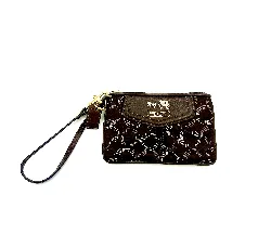 mini pochette/ porte monnaie coach en toile marron et détails cuir marron