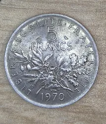 piece 5 franc semeuse 1970 o. roty