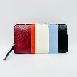 portefeuille lancel en cuir de vachette bordeau,rouge,blanc,bleu et noir