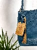 sac seau transformable chloé vintage en cuir bleu canard