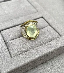 bague ornée d'une pierre verte argent 925 millième (22 ct) 5,76g