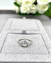 bague pandora solitaire ornée d'un oxyde argent 925 millième (22 ct) 2,41g