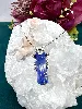 chaine et pendentif pierre lapis lazuli et quelques marcassites argent 925 millième (22 ct) 8g