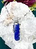 chaine et pendentif pierre lapis lazuli et quelques marcassites argent 925 millième (22 ct) 8g