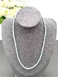 clpi collier billes en pierre amazonite d3mm et métal argenté l40-46 cm