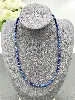 clpi collier billes en pierre lapis lazuli d3mm et métal argenté l40-46 cm