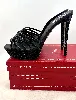 mules à talons rené caovilla noires et grises à strass et paillettes