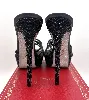 mules à talons rené caovilla noires et grises à strass et paillettes