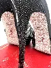 mules à talons rené caovilla noires et grises à strass et paillettes