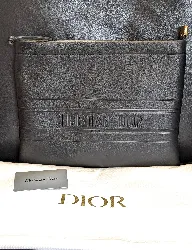 christian dior pochette stripe pouch en cuir noir