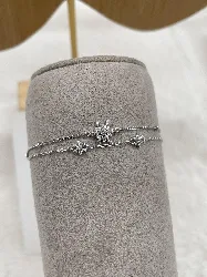 bracelet double rang fleur strass argent 925 millième (22 ct) 1,85g