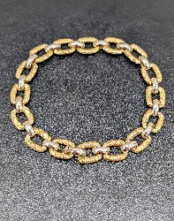 bracelet or maillons articulés en 2 ors or 750 millième (18 ct) 33,68g