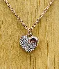 collier pendentif en vermail coeur pavé d'oxydes argent 925 millième (22 ct) 2,80g