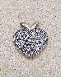 pendentif argent coeur pavé d'oxydes argent 925 millième (22 ct) 11,10g