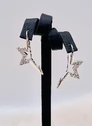 thierry mugler boucles d'oreilles forme d'étoile oxydes blancs argent 925 millième (22 ct) 4,35g