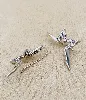 thierry mugler boucles d'oreilles forme d'étoile oxydes blancs argent 925 millième (22 ct) 4,35g