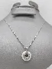 collier pendentif circulaire double blanc et oxydes argent 925 millième (22 ct) 3gr