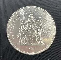 pièce d'argent 50 francs hercules 1975 argent 900 millième 30,13g