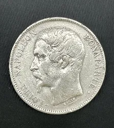 pièce d'argent 5 francs louis napoleon bonaparte 1852 argent 900 millième 24,73g