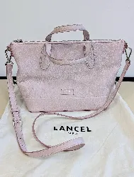 lancel sac cabas bandoulière ninon s en cuir grainé rose pale