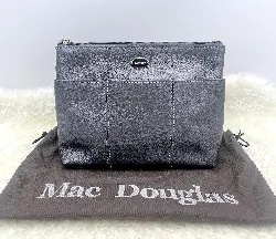 mac douglas pochette / trousse portée main en cuir gris pleine de fleur de buffle