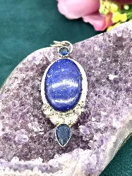 pendentif lapis lazuli et pierre bleue  argent 925 millième (22 ct) 15,88g