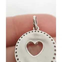 61ey0540cz pendentif argent rond orné d'oxydes ajouré d'un coeur argent 925 millième (22 ct) 2,40g