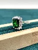 bague argent avec oxyde vert carré et entouré oxydes  argent 925 millième (22 ct) 3,65g