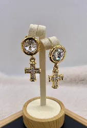 boucles d'oreilles clips agatha vintage avec croix en stress