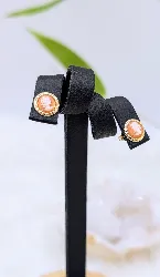 boucles d'oreilles puces camée orange or 750 millième (18 ct) 0,66g