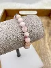 bracelet élastiqué boules en pierre opale rose d8mm