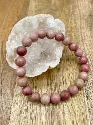 bracelet élastiqué boules en pierre rhodonite d8mm