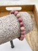 bracelet élastiqué boules en pierre rhodonite d8mm