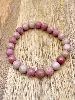 bracelet élastiqué boules en pierre rhodonite d8mm