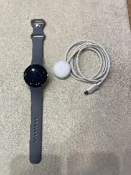 google pixel watch - argent poli - montre connectée avec bracelet - fluoroélastomère - charbon de bois - taille du bracelet : l - 