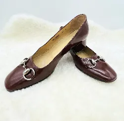 gucci chaussures / mocassins à talon en cuir verni marron