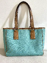 gucci sac cabas jackie en toile gg bleu turquoise et cuir marron