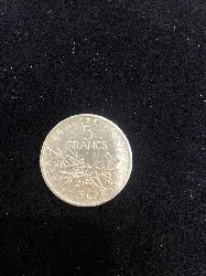 pièce 5 francs semeuse 1967 argent 835 millième 12g