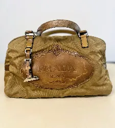 prada sac vintage marron canapa logo